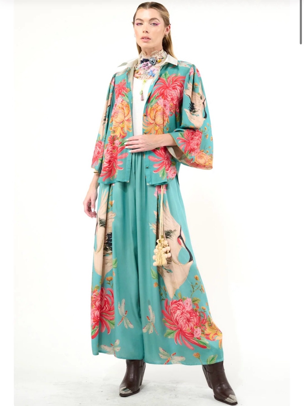 Wide Leg Legend Of The Crane Pants #elegant #luxury #wearableart - Picture 4 of 4